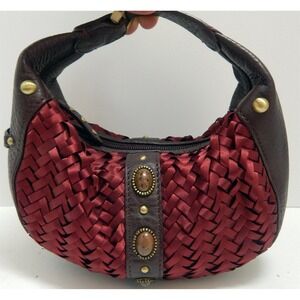 New Cole‎ Haan Mini Zip Village Weave Satin Hobo Bag $175rt nwt